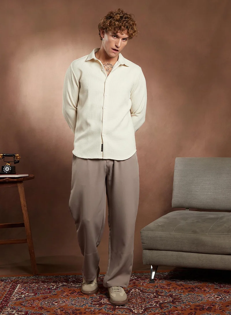 CAHOOT  Men's Off-White Interweave-Tactile Shirt for Men | Best Price UAE