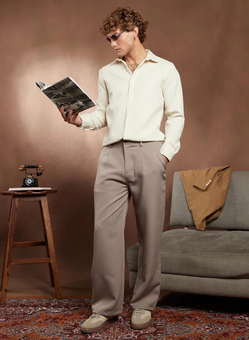 CAHOOT  Men's Off-White Interweave-Tactile Shirt for Men | Best Price UAE