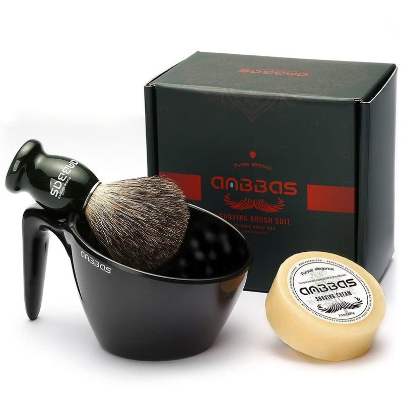 Anbbas Badger Hair Shaving Brush with Shaving Soap Bar and Upgrade Lathering WayPOP Mug A5 MelamineFoaming Set for Men Wet ShaveWomen Girls Hair Removal