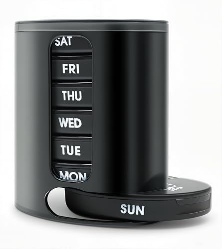 GIIYAA Weekly Pill Organizer TwiceADay Portable 7 Day Pill Box Case with Stackable AMPM Compartments for Pills Vitamin Fish Oil SupplementsRainbow Black - Image 2