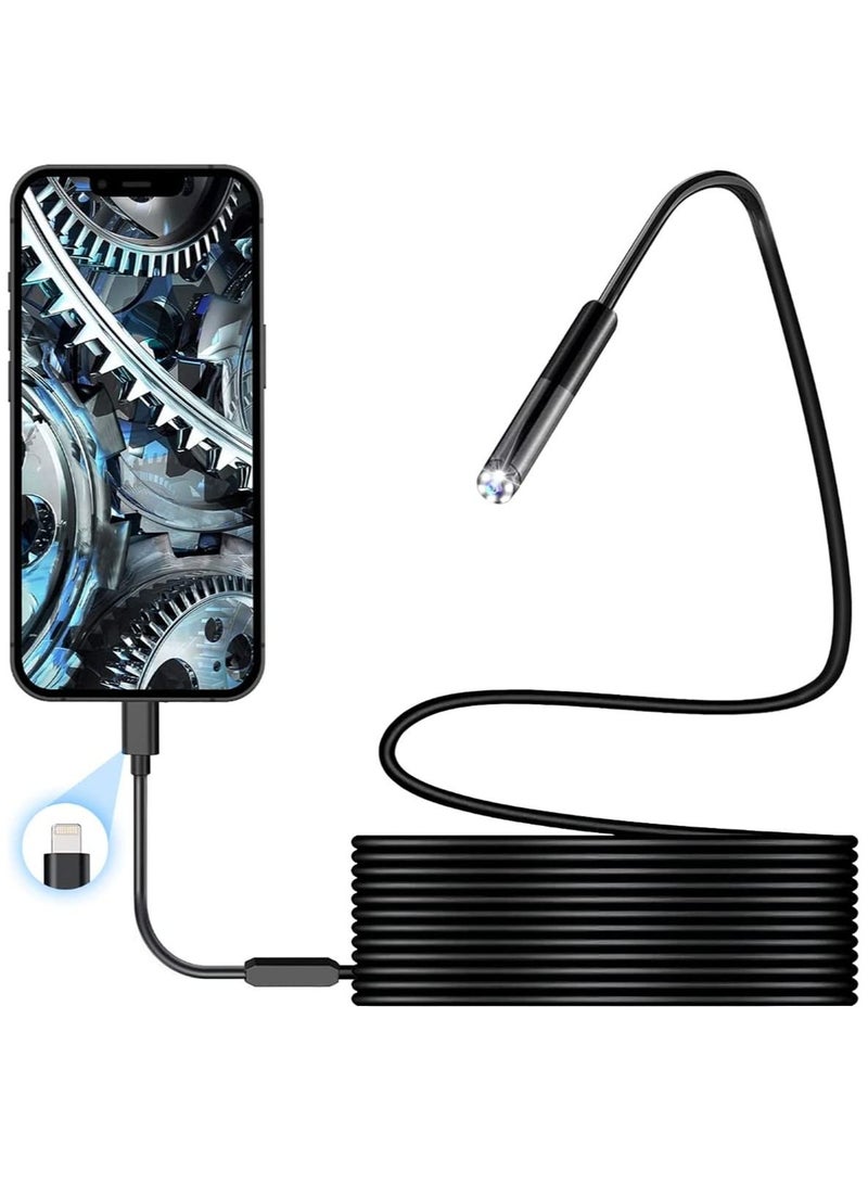 Camera Flexible Rigid Snake Camera with 6 LED Lights 7.9mm IP67 Waterproof Tube Sink Pipe Drain Camera for Android iPhone iPad - Image 1