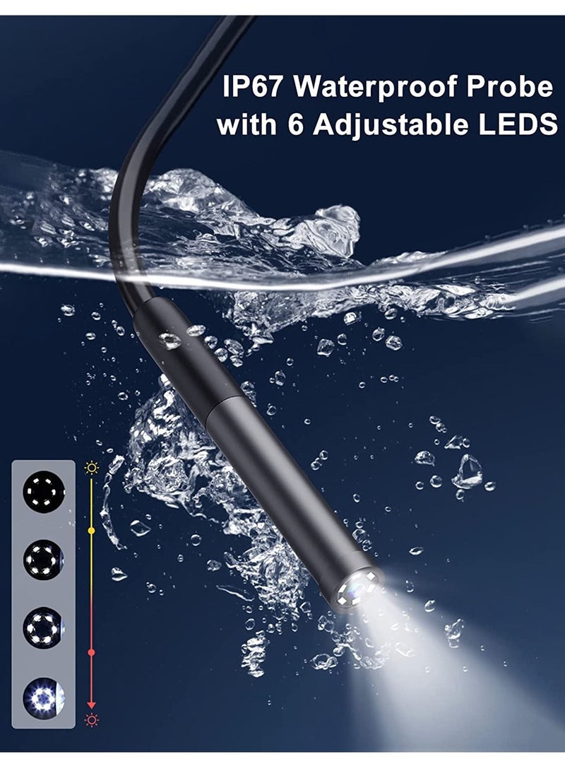 Camera Flexible Rigid Snake Camera with 6 LED Lights 7.9mm IP67 Waterproof Tube Sink Pipe Drain Camera for Android iPhone iPad - Image 3