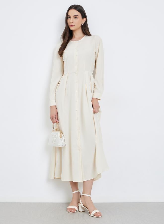 تايك تو فستان ميدي بتفاصيل كسرات - Image 2