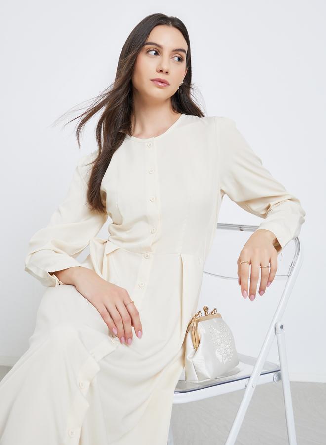 تايك تو فستان ميدي بتفاصيل كسرات - Image 1