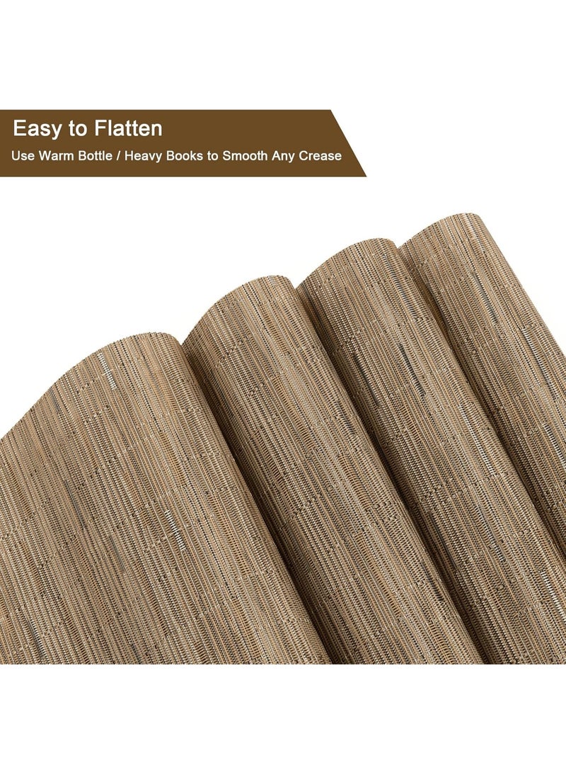 SHACOS Round Table Placemats Set of 4 Wedge Shape Curved Placemat Woven Vinyl Place Mats Wipe Clean Dining Table Mats Home Table Decor (4, Tan) - Image 4