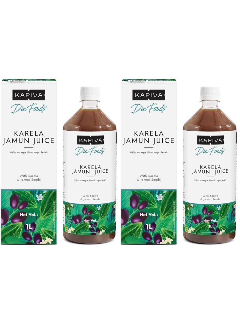 Kapiva Karela Jamun Juice | Helps Control Blood Sugar Level and Lower Bad Cholesterol | Diabetic Care (1L) (Pack of 2) - Image 1