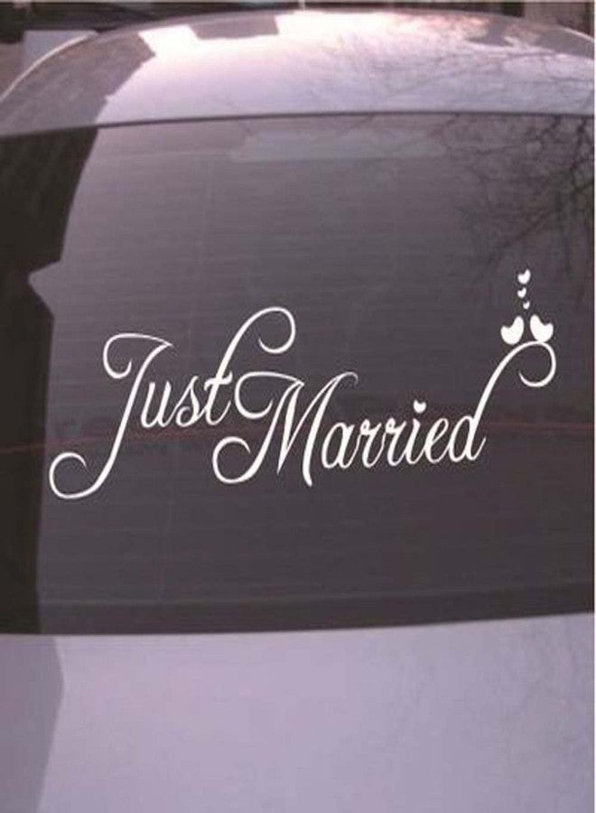 ADECNS Just Married Car Decals Just Married Vinyl Window Sticker Church Wedding Anniversary Decorations White - Image 2