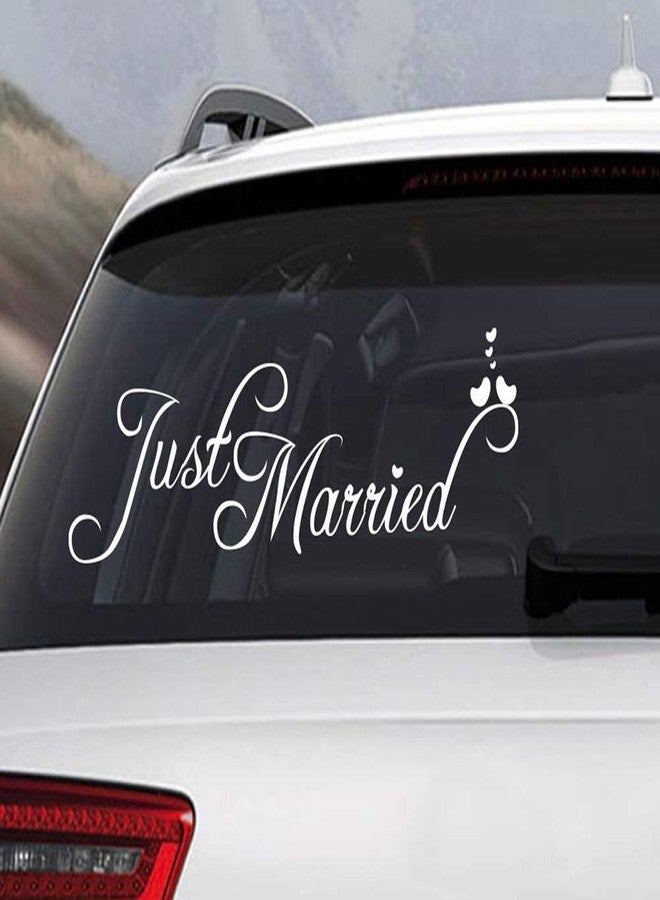 ADECNS Just Married Car Decals Just Married Vinyl Window Sticker Church Wedding Anniversary Decorations White - Image 1