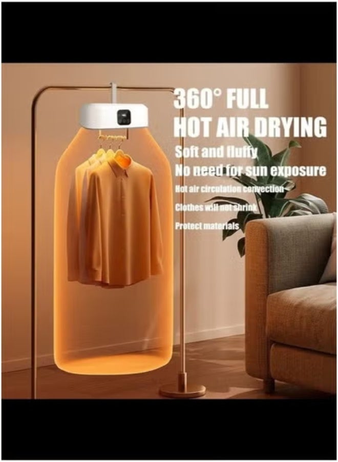 TIGER Portable Clothes Dryer – Foldable Electric Drying Machine with Remote Control, Dryer Bag, 1–8 Hour Timer & Adjustable Heat – Quiet & Energy-Efficient Laundry Dryer for Travel, Apartments, Dorm Rooms & RVs – Compact & Space-Saving Clothes Drying Solution  - Image 5