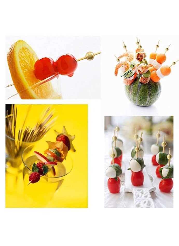 Generic 200pcs Bamboo Sticks for Cocktail Picks Food Picks Sandwich Fruit Toothpicks Cocktail Picks for Party Appetizer Drink Martini Food Supplies Birthday Cake Party Snack Decorative gold silver pearl  - Image 5