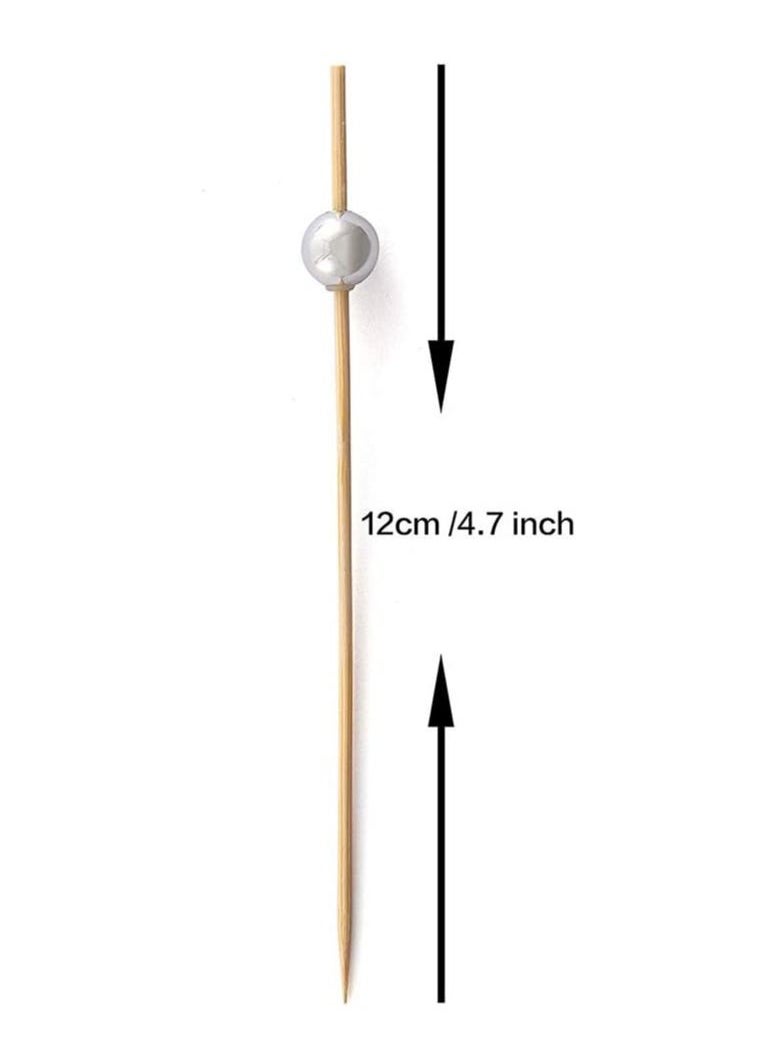Generic 200pcs Bamboo Sticks for Cocktail Picks Food Picks Sandwich Fruit Toothpicks Cocktail Picks for Party Appetizer Drink Martini Food Supplies Birthday Cake Party Snack Decorative gold silver pearl  - Image 4