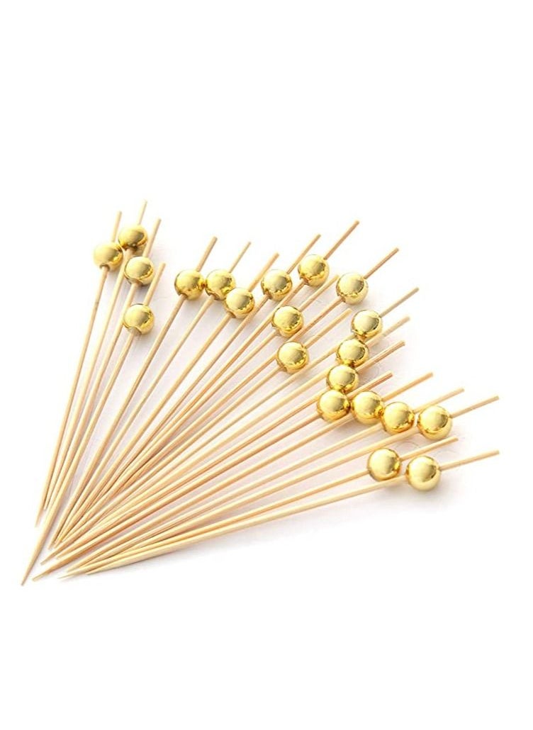 Generic 200pcs Bamboo Sticks for Cocktail Picks Food Picks Sandwich Fruit Toothpicks Cocktail Picks for Party Appetizer Drink Martini Food Supplies Birthday Cake Party Snack Decorative gold silver pearl  - Image 3