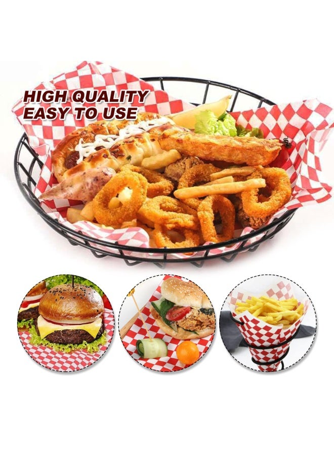 Hoasis 100 Pcs Greaseproof Paper Sheets, Food Wrap Paper for Burgers, Sandwiches, Fish and Chips, Disposable Red Checkered Sandwich Wrapping Paper, 22x22 cm / 8.7x8.7 Inches - Image 5