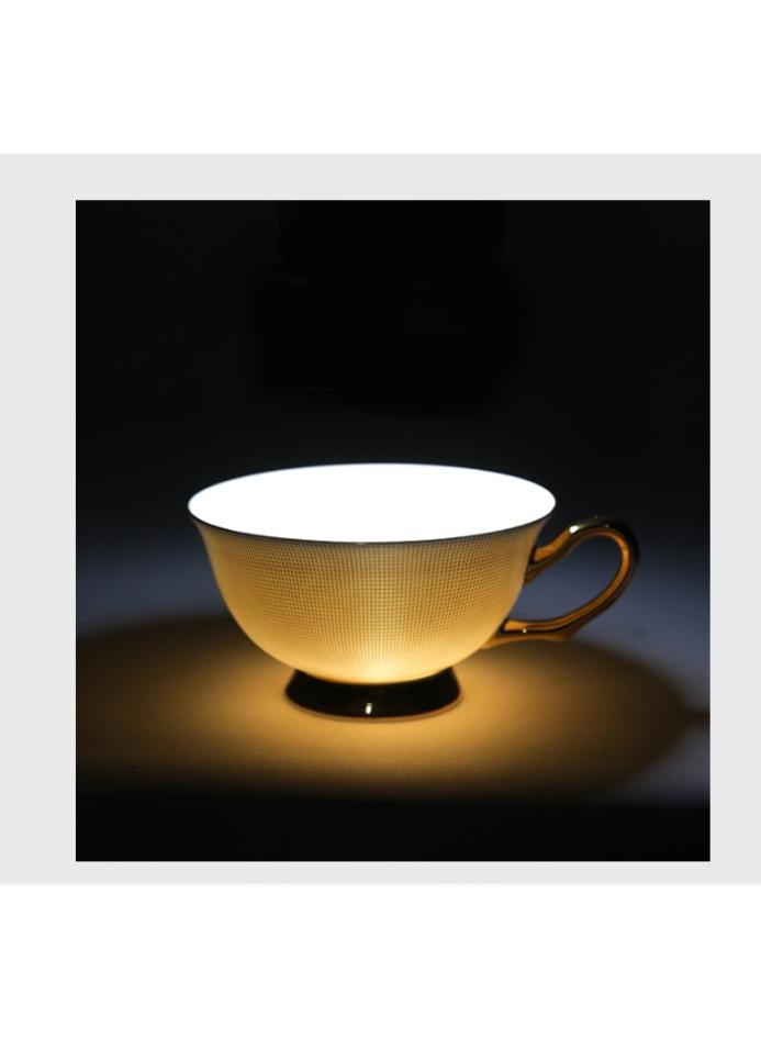 Y&D Bone China Golden stripe Tea Cup with Saucer Spoon 18 Piece Set（7oz）Cappuccino Cups, Coffee Cups, Tea Cup Set, British Coffee Cups, Porcelain Tea Set, Latte Cups, Mother's Day Gift - Image 5