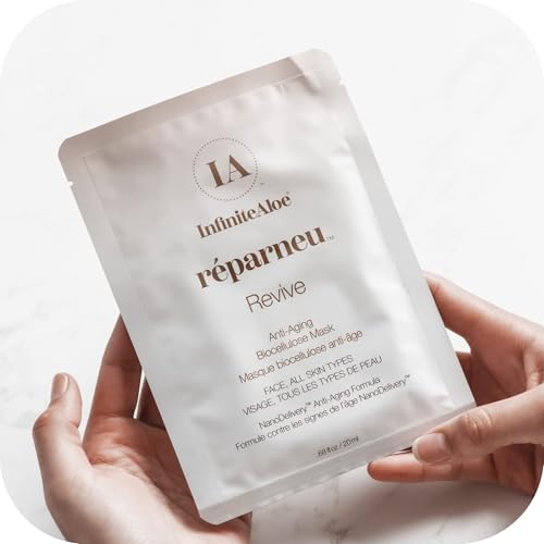 InfiniteAloe Biocellulose Fiber Face Mask, réparneu Revive Anti Aging Face Mask - Image 5