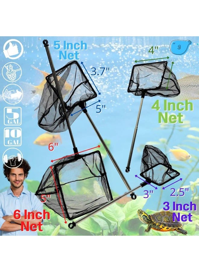 CORISRX Aquarium Betta Fish Net Protect Delicate Fin, Soft Fine Deep Mesh Scooper w/ Sturdy Extendable 7~14 Inch Stainless Steel Long Handle for Shrimp Fish Tank Small Pond & Pool (5 Inch Aquarium net) - Image 4