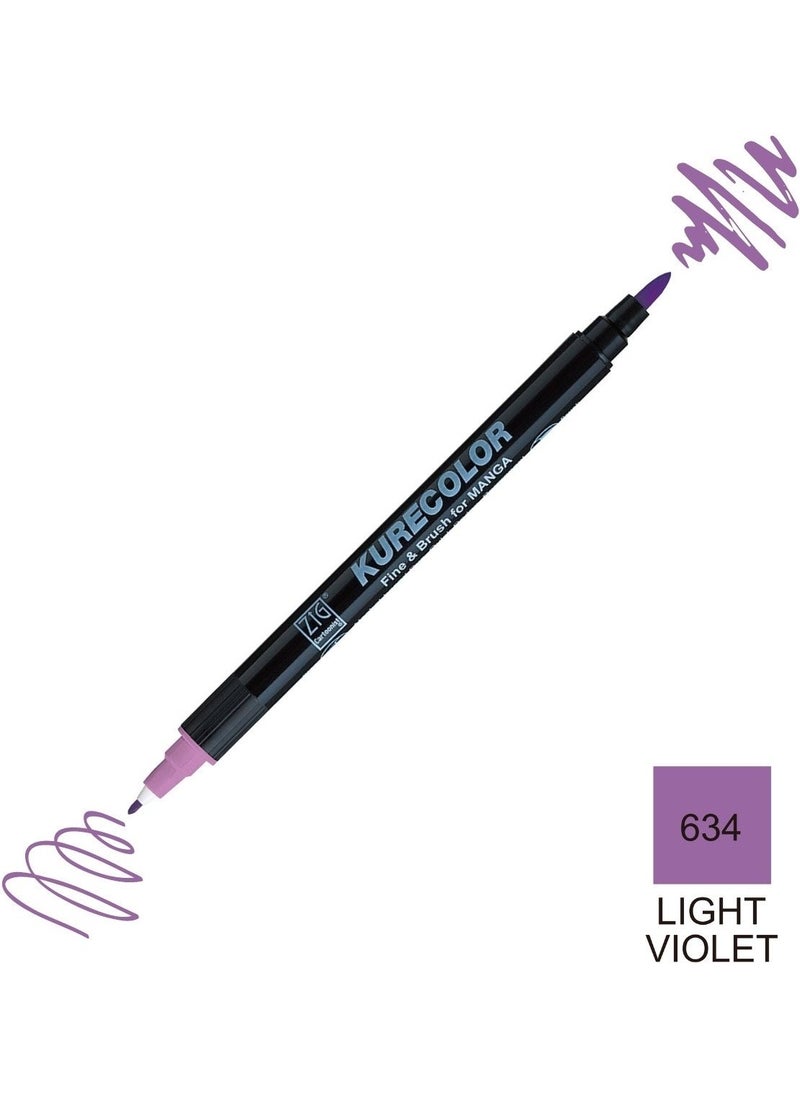 Zig Kurecolor Mangaka Fine&brush Double-Sided Pen CNKC-2200 No 634 Light Violet  - Image 1