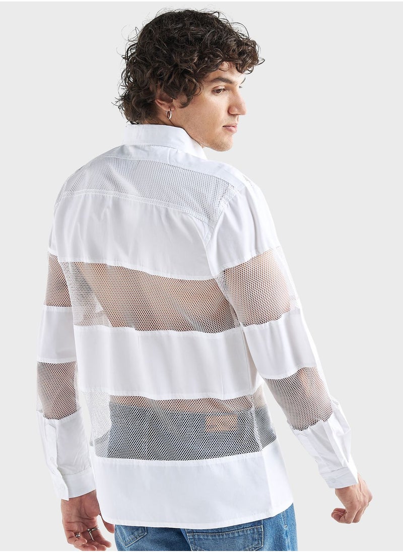 FAV Mesh Panelled  Regular Fit Shirt  - Image 2