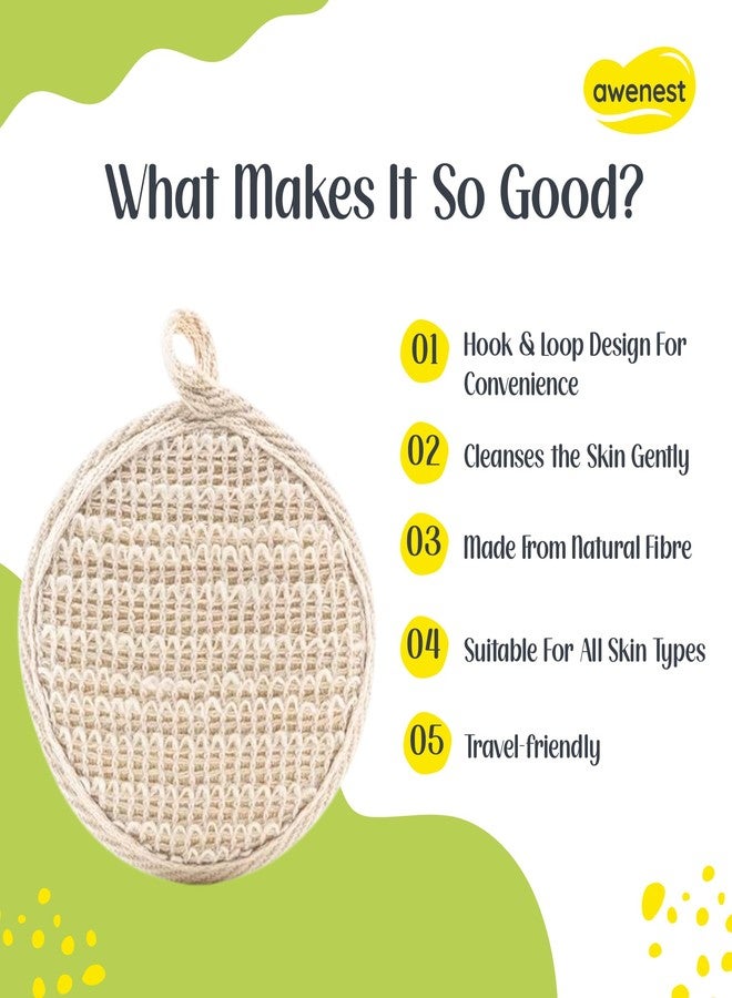 awenest Ramie Bath Loofah Combo | 2 Oval Natural Fiber Exfoliating Sponges | Reusable Body Scrubber for Deep Cleansing | Removes Dead Skin & Ingrown Hair | Gentle for Men & Women | Pack of 2 - Image 2