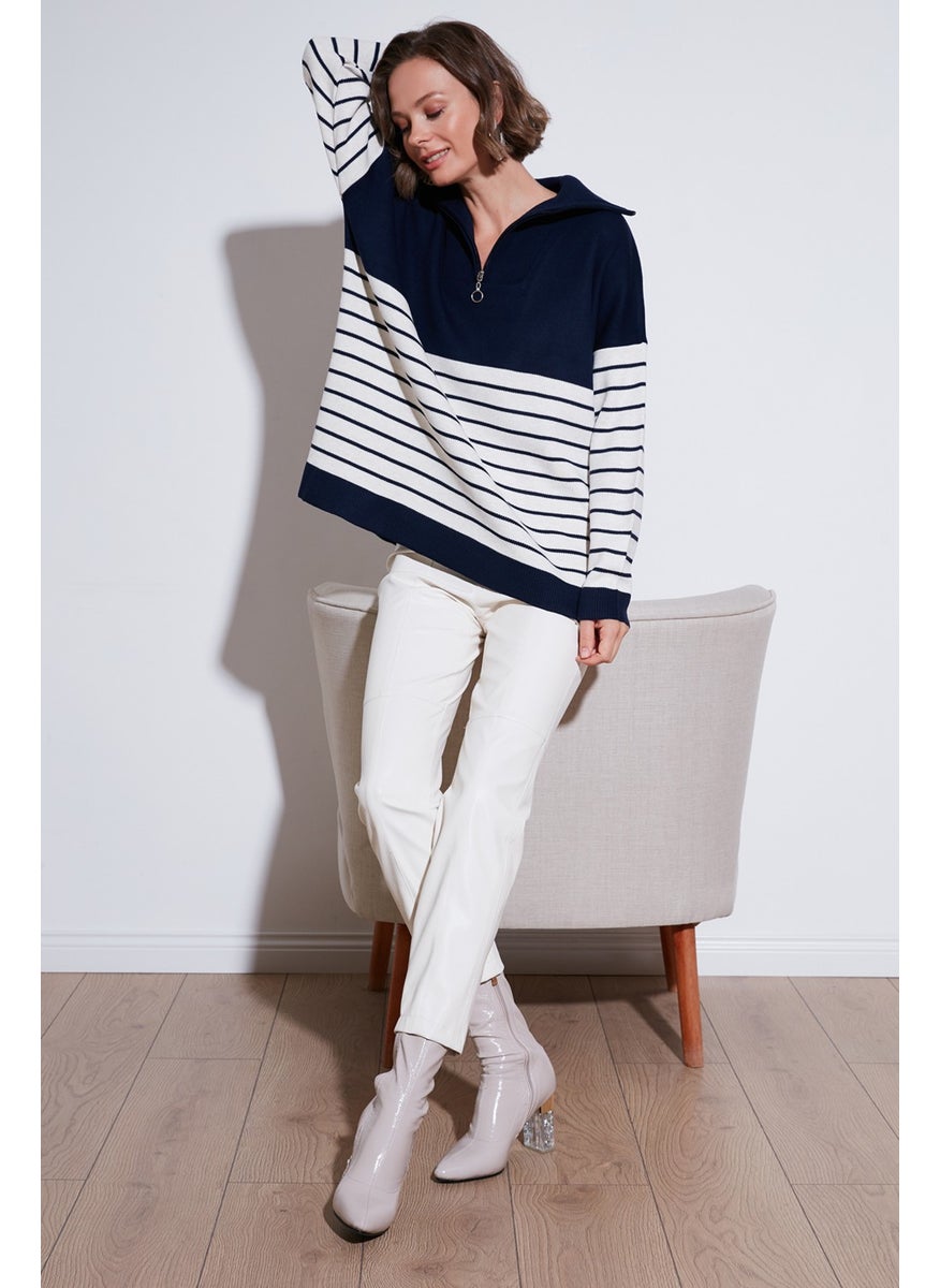 Lela Acrylic Half Zipper Collar Knitwear Sweater Women's Sweater 4615221  - Image 1