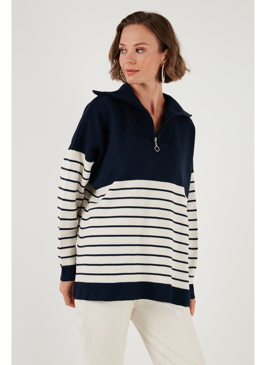 Lela Acrylic Half Zipper Collar Knitwear Sweater Women's Sweater 4615221  - Image 2