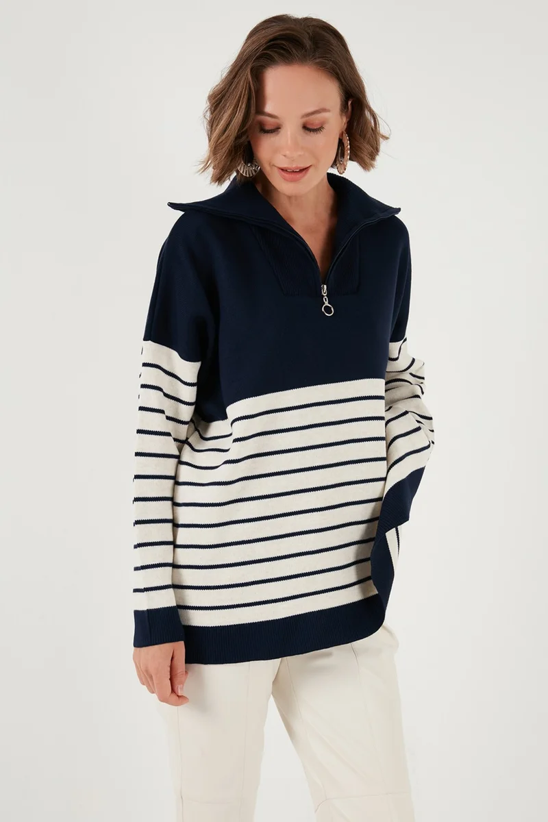 Lela Acrylic Half Zipper Collar Knitwear Sweater Women's Sweater 4615221