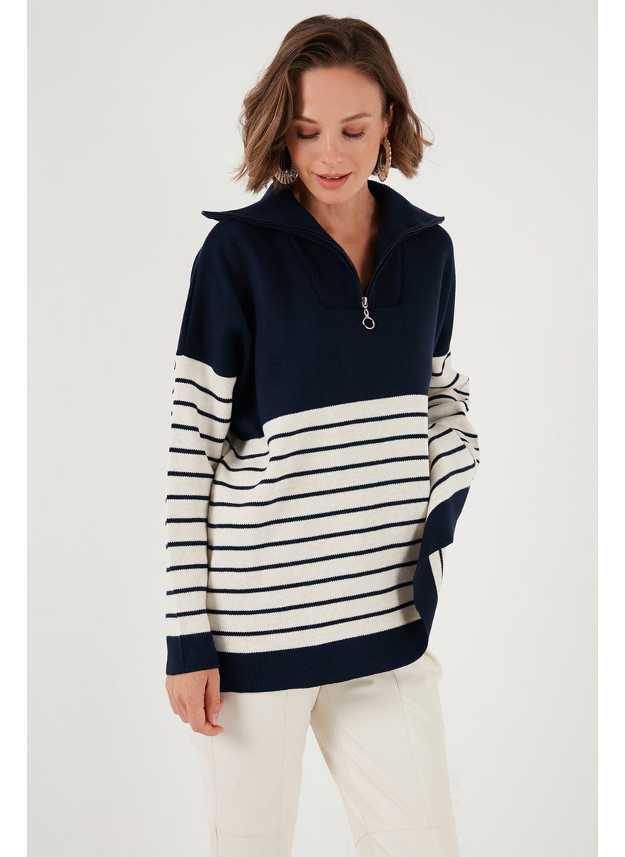 Lela Acrylic Half Zipper Collar Knitwear Sweater Women's Sweater 4615221  - Image 4
