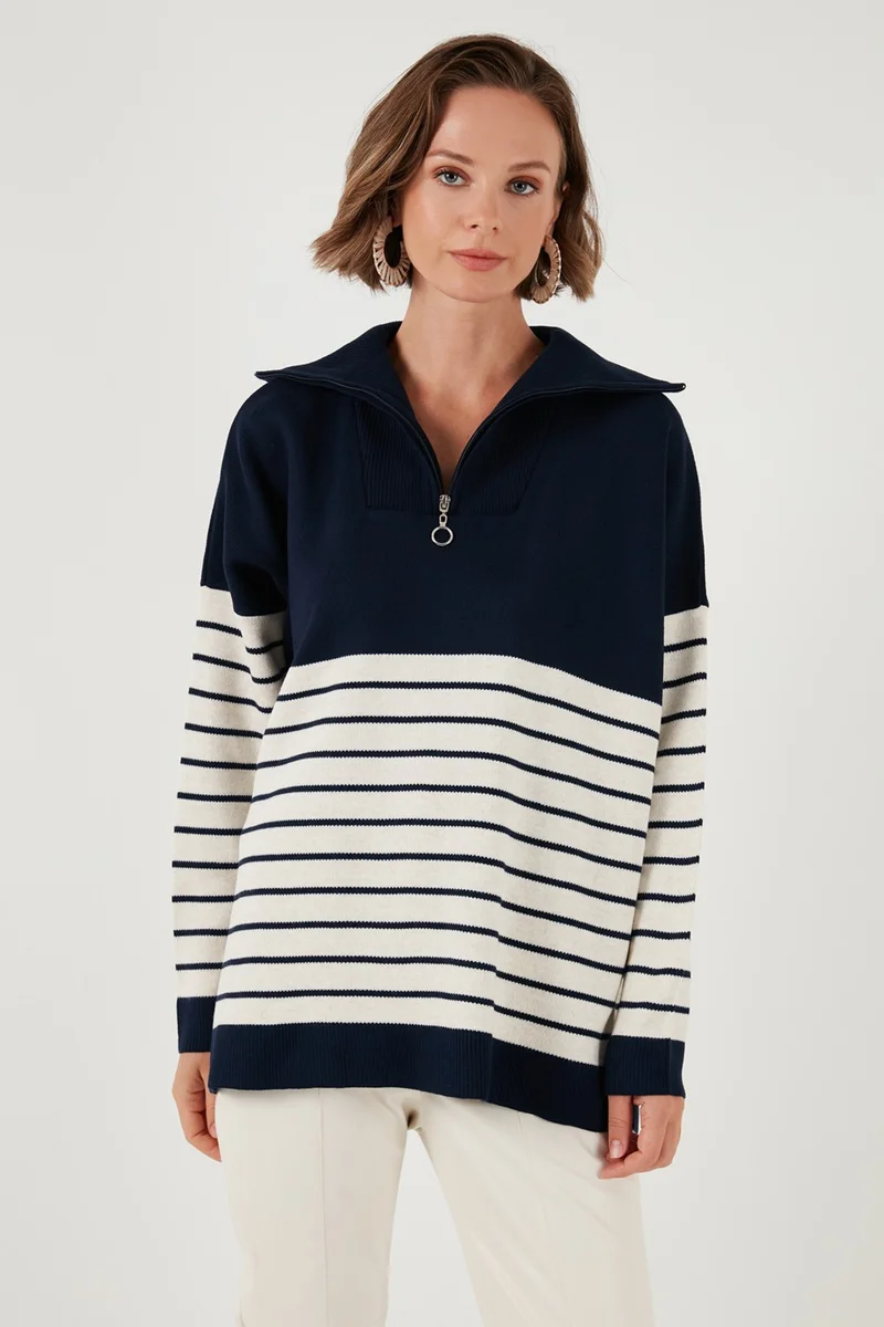 Lela Acrylic Half Zipper Collar Knitwear Sweater Women's Sweater 4615221