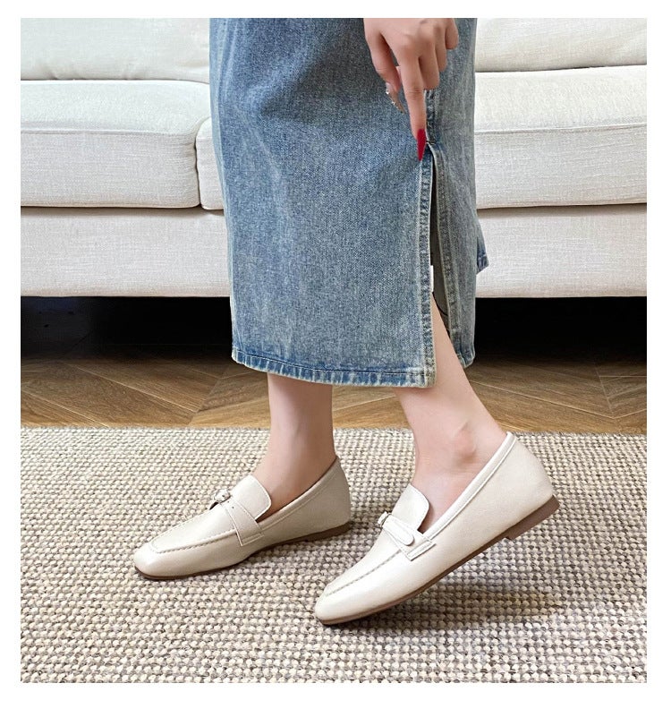Women's Slip-On Loafers with Buckle Detail and Low Heel - Image 4