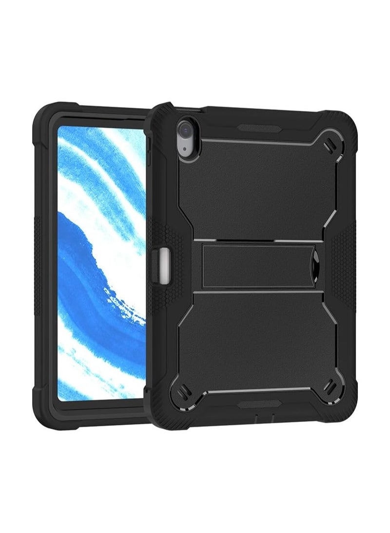 VKL Kids Case Compatible with iPad Air 11 inch 7th Generation (M3) 2025, 3 in 1 Hybrid Shockproof Silicone Gel Protective Tablet Cover Built In Stand (Black)