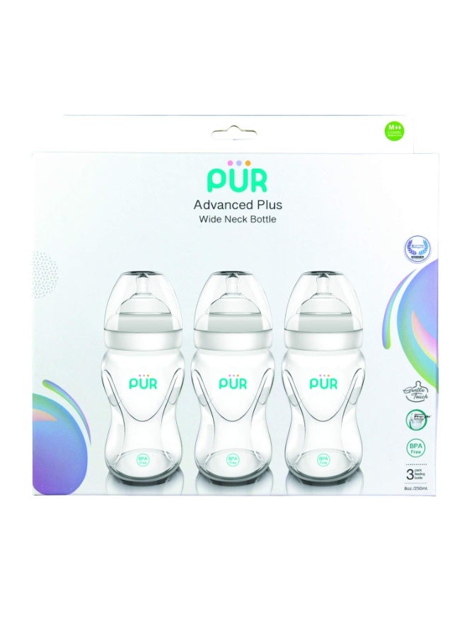 Pur Advanced Plus Wide Neck 250ml 3-Pack Feeding Bottles - A safe and natural feeding experience for your baby, with an improved BPA-free design. - Image 4