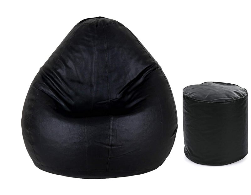 TRUE 2 F XXL Teardrop Bean Bag Cover Foot Stool Only Without Beans Black XXL - Image 1