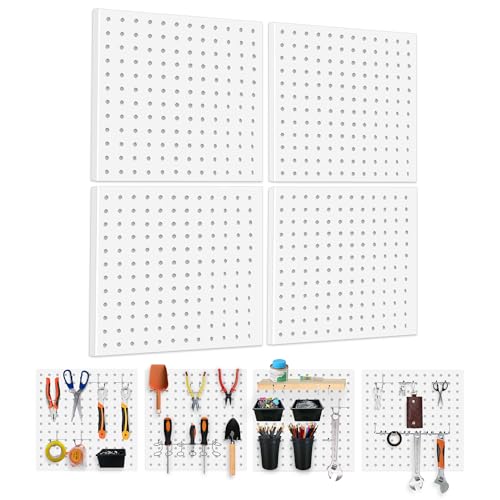 Dobures 4PCS Metal Pegboard Wall Organizer, Pegboard Storage System for Workbench, Shop, Shed Modular Peg Board Organizer Board Kit - Image 1