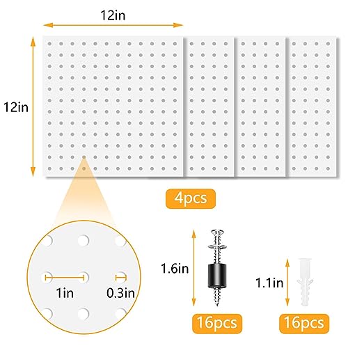 Dobures 4PCS Metal Pegboard Wall Organizer, Pegboard Storage System for Workbench, Shop, Shed Modular Peg Board Organizer Board Kit - Image 4