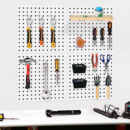Dobures 4PCS Metal Pegboard Wall Organizer, Pegboard Storage System for Workbench, Shop, Shed Modular Peg Board Organizer Board Kit - Image 3
