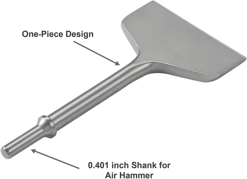 SPKLINE 4 Inch Wide Air Chisel Bit, Pneumatic Tile & Thinset Scaling Chisel - 0.401 Inch Shank, Wall & Floor Tile Remover, Floor Scraper, Works with Air Hammer (4” X 7.5”) - Image 3