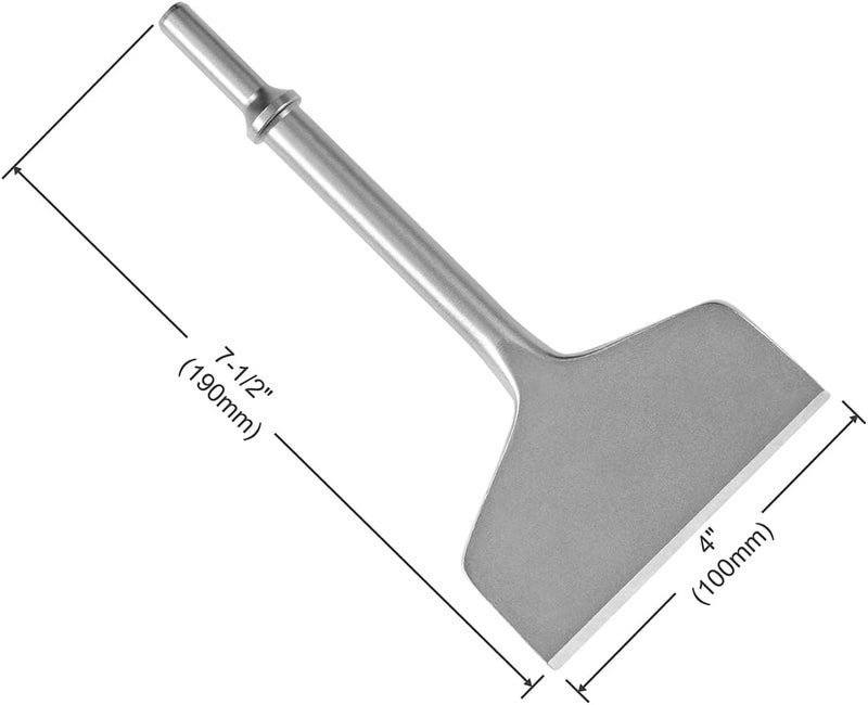 SPKLINE 4 Inch Wide Air Chisel Bit, Pneumatic Tile & Thinset Scaling Chisel - 0.401 Inch Shank, Wall & Floor Tile Remover, Floor Scraper, Works with Air Hammer (4” X 7.5”) - Image 2