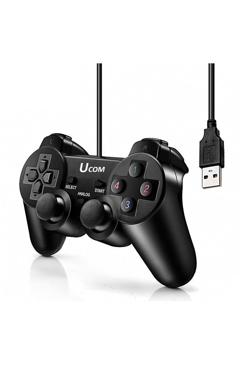 يوكوم USB Gamepad / Wired Controller للكمبيوتر الشخصي مع وحدة تحكم مزدوجة لأجهزة الكمبيوتر المحرك المحرك ومفتاح التناظرية المزدوج و 1.8 متر متوافق (Win9x / 2000 / XP / Vista) - Image 1