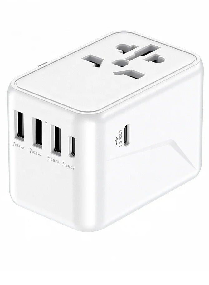 شاحن حائط سريع 45 وات من HOMECREW محول سفر عالمي عالمي مزود بـ 3 منافذ USB و2 منافذ Type-C  - Image 1