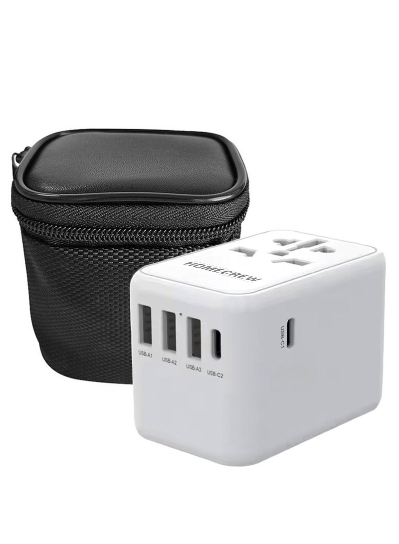 شاحن حائط سريع 45 وات من HOMECREW محول سفر عالمي عالمي مزود بـ 3 منافذ USB و2 منافذ Type-C  - Image 2