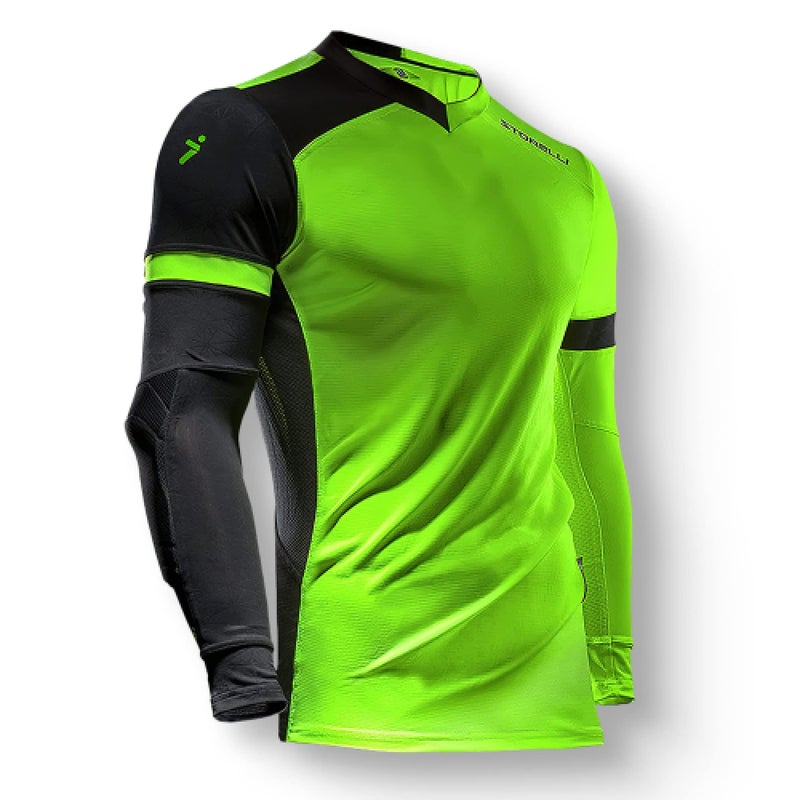 Storelli ExoShield Gladiator Goalkeeper Jersey HighImpact Protection SweatWicking Breathable Athletic Shirt for Soccer HeavyDuty Sports GreenBlack Extra Large