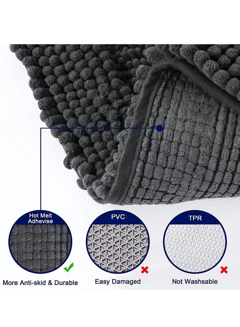 Kutis حصيرة حمام مضادة للانزلاق قطعة واحدة ماصة لون رمادي داكن 60x40 سنتيمتر - Image 5