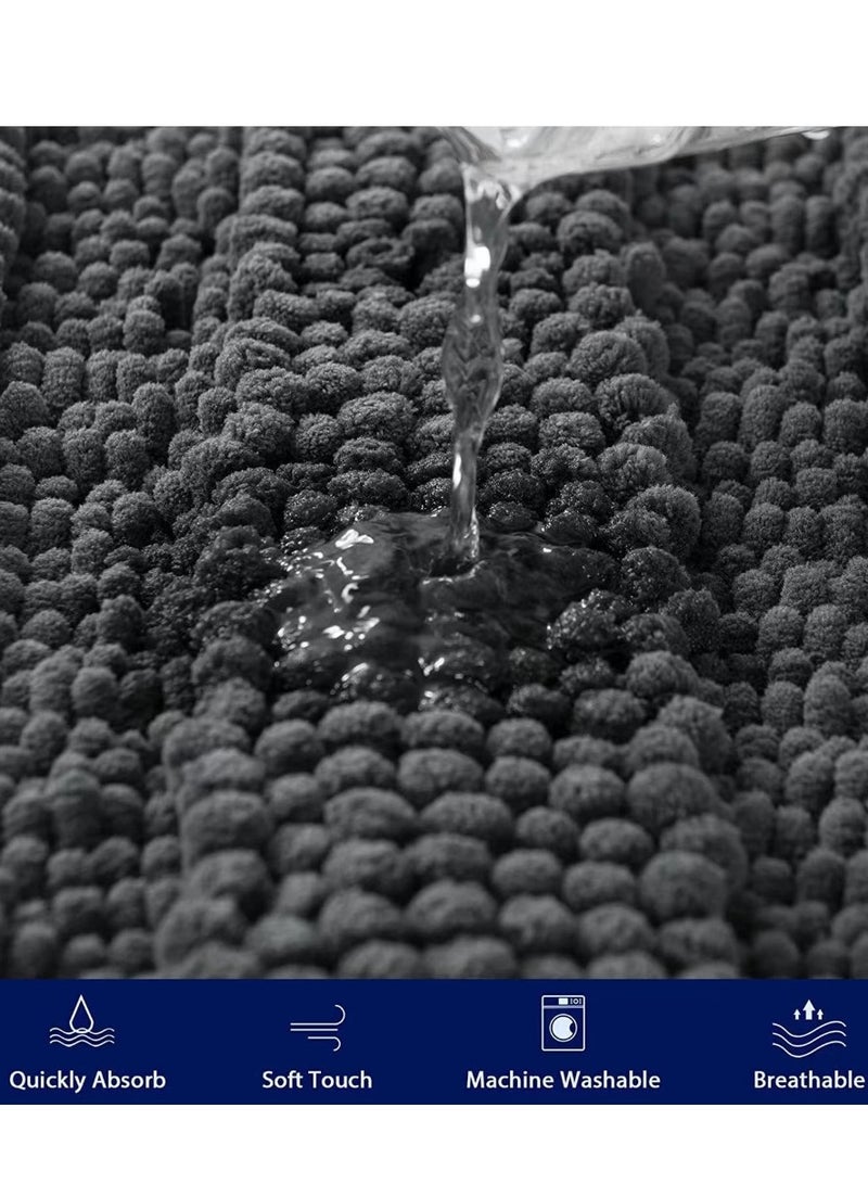 Kutis حصيرة حمام مضادة للانزلاق قطعة واحدة ماصة لون رمادي داكن 60x40 سنتيمتر - Image 4