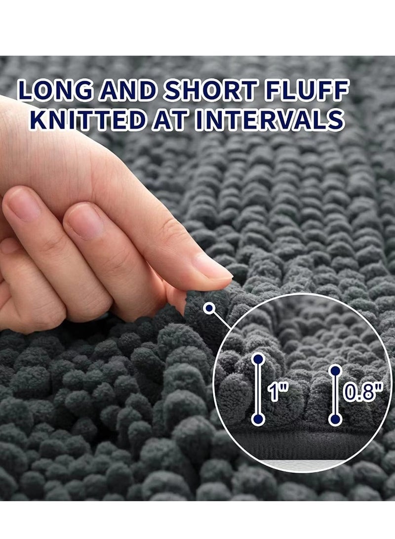 Kutis حصيرة حمام مضادة للانزلاق قطعة واحدة ماصة لون رمادي داكن 60x40 سنتيمتر - Image 3