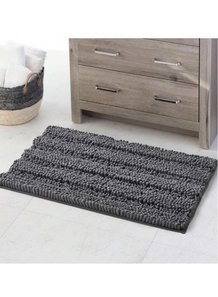 Kutis حصيرة حمام مضادة للانزلاق قطعة واحدة ماصة لون رمادي داكن 60x40 سنتيمتر - Image 2