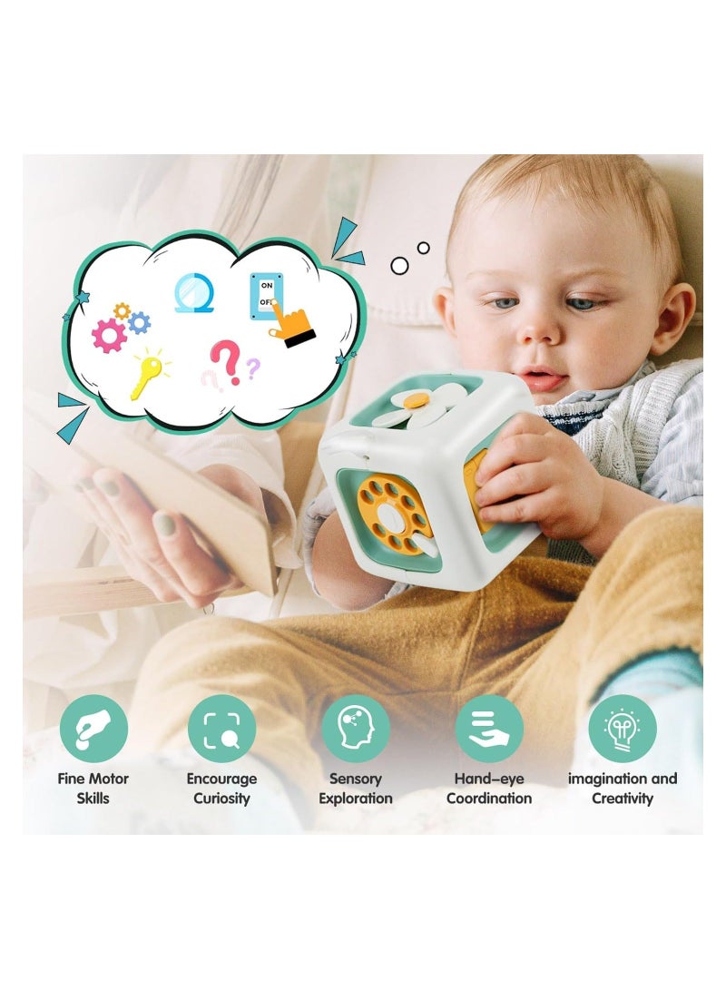 Toddler Busy Cube Azonee Educational Travel Toy for 1 3 Year Olds Toy Rubiks Cube Promotes Fine Motor Skill Development Ideal 1st Birthday Gift for 12 month olds Green - Image 2