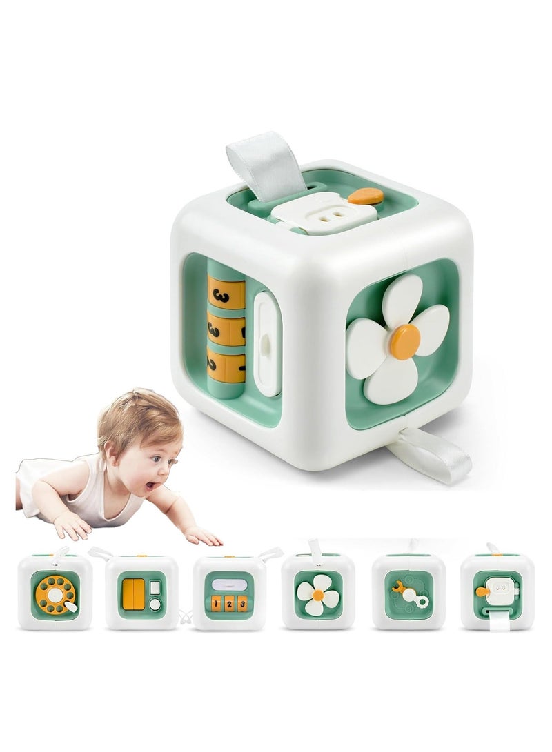 Toddler Busy Cube Azonee Educational Travel Toy for 1 3 Year Olds Toy Rubiks Cube Promotes Fine Motor Skill Development Ideal 1st Birthday Gift for 12 month olds Green - Image 1