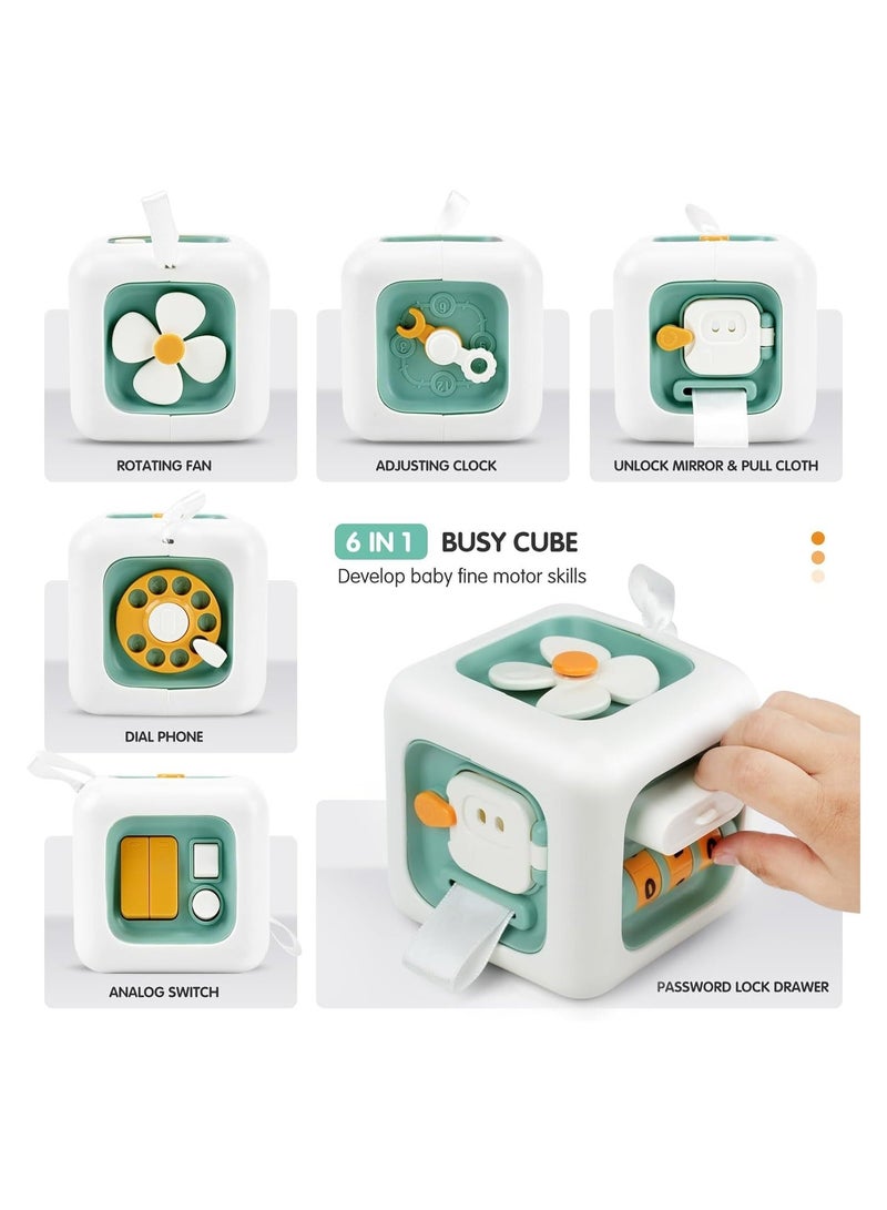 Toddler Busy Cube Azonee Educational Travel Toy for 1 3 Year Olds Toy Rubiks Cube Promotes Fine Motor Skill Development Ideal 1st Birthday Gift for 12 month olds Green - Image 3