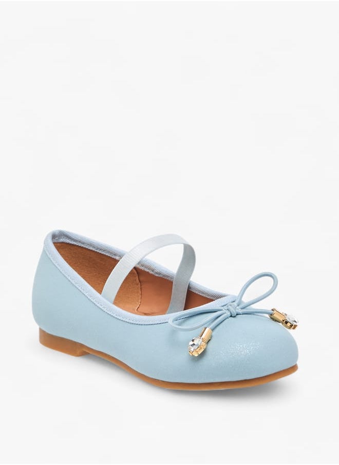 JUNIORS - Girls Bow Accent Slip-On Ballerina Shoes With Elastic Strap - Image 1