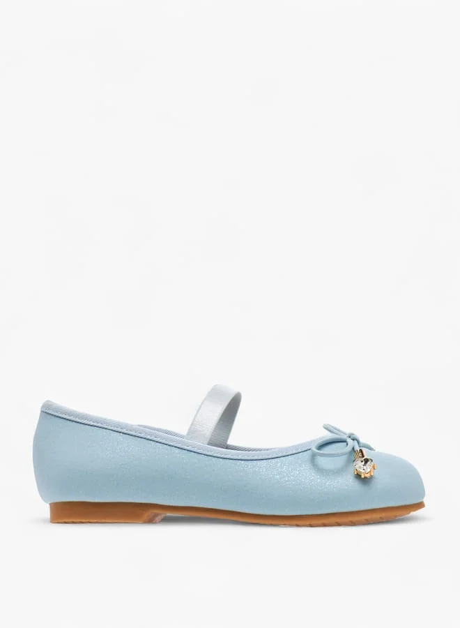 JUNIORS Girls Bow Accent Slip-On Ballerina Shoes With Elastic Strap